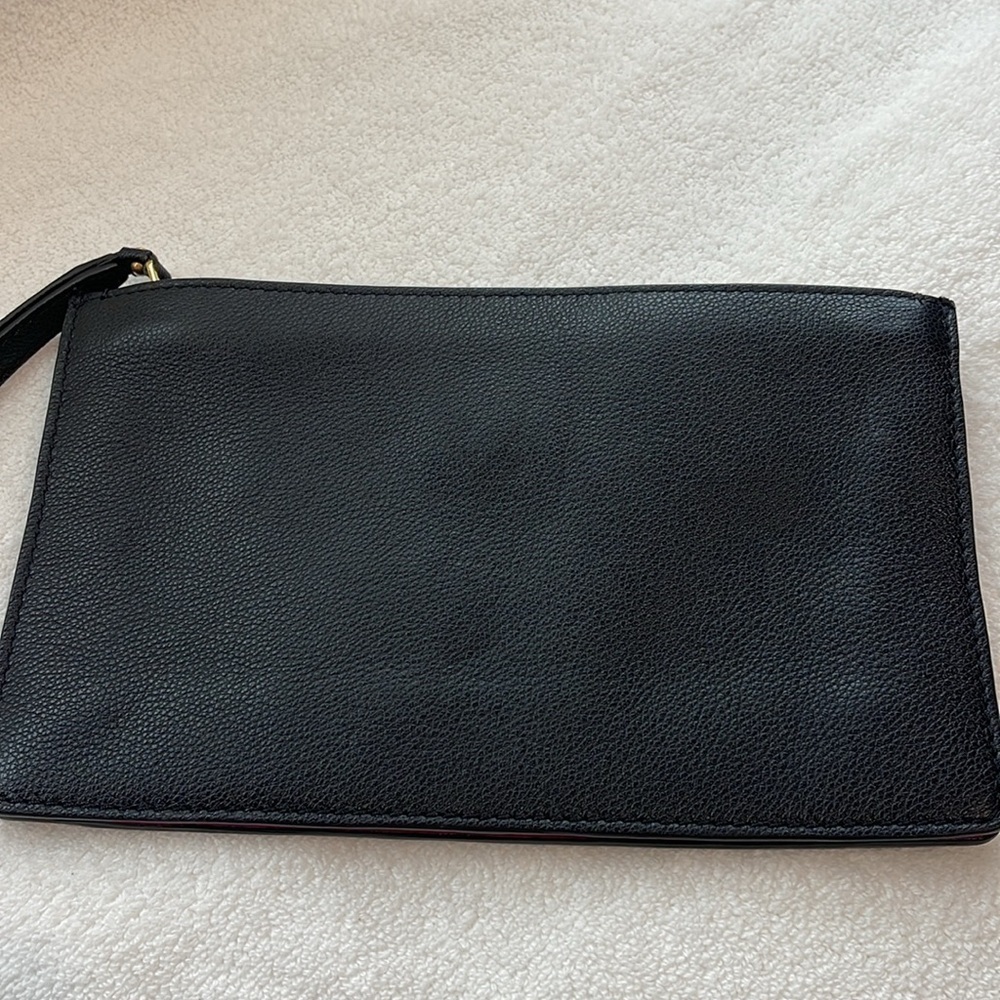 ETRO black leather envelop style clutch with floral & bird embroidery - Picture 5 of 9